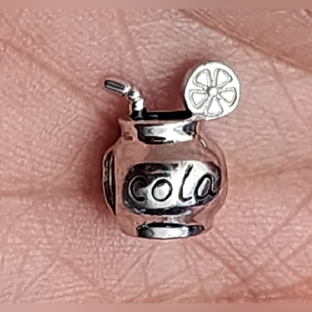 NEW NEVER WORN STERLING SILVER COLA CHARM.  FITS PANDORA SEE PICS.